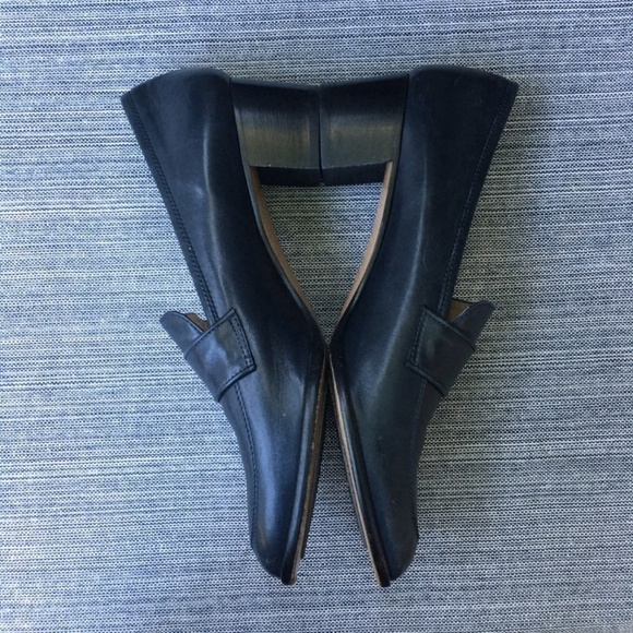 VARDA Heeled Leather Loafers Blue Size 12 - Picture 3 of 7